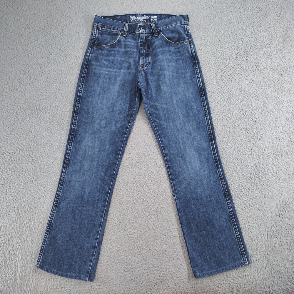 Wrangler Jeans Men 29x31 Blue Retro Slim Boot Cowboy Western Southwest Chore